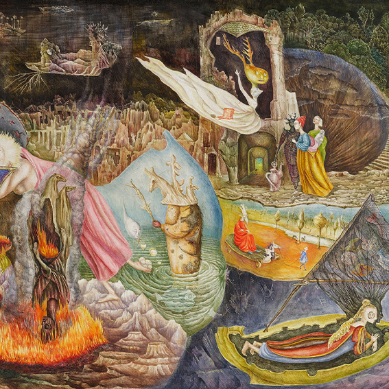  Pintura Las distracciones de Dagoberto de Leonora Carrington