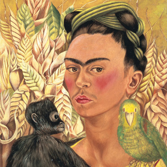  Pintura Autorretrato con chango y loro de Frida Kahlo