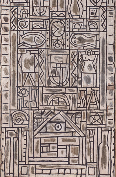 Pintura Composition symétrique universelle en blanc et noir de Joaquín Torres-García